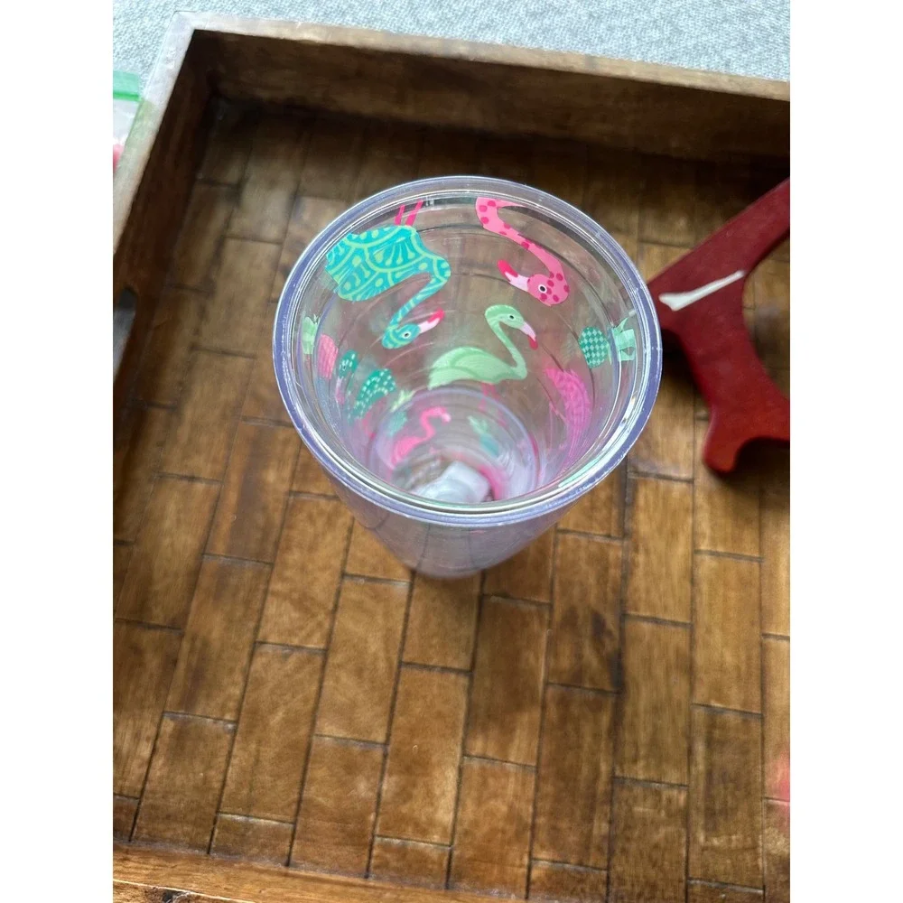 Tervis‎ Flamingo Pineapple Tropical Insulated Tumbler 20oz Clear Pink Green Cup